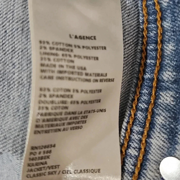 L'AGENCE Karina Jean Jacket Classic Sky Size L - Picture 9 of 10